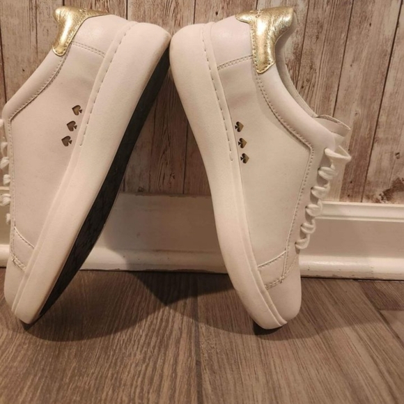 Kate Spade Leather Sneakers Womans Size 9.5Beautiful With Gold Accents - Picture 3 of 6